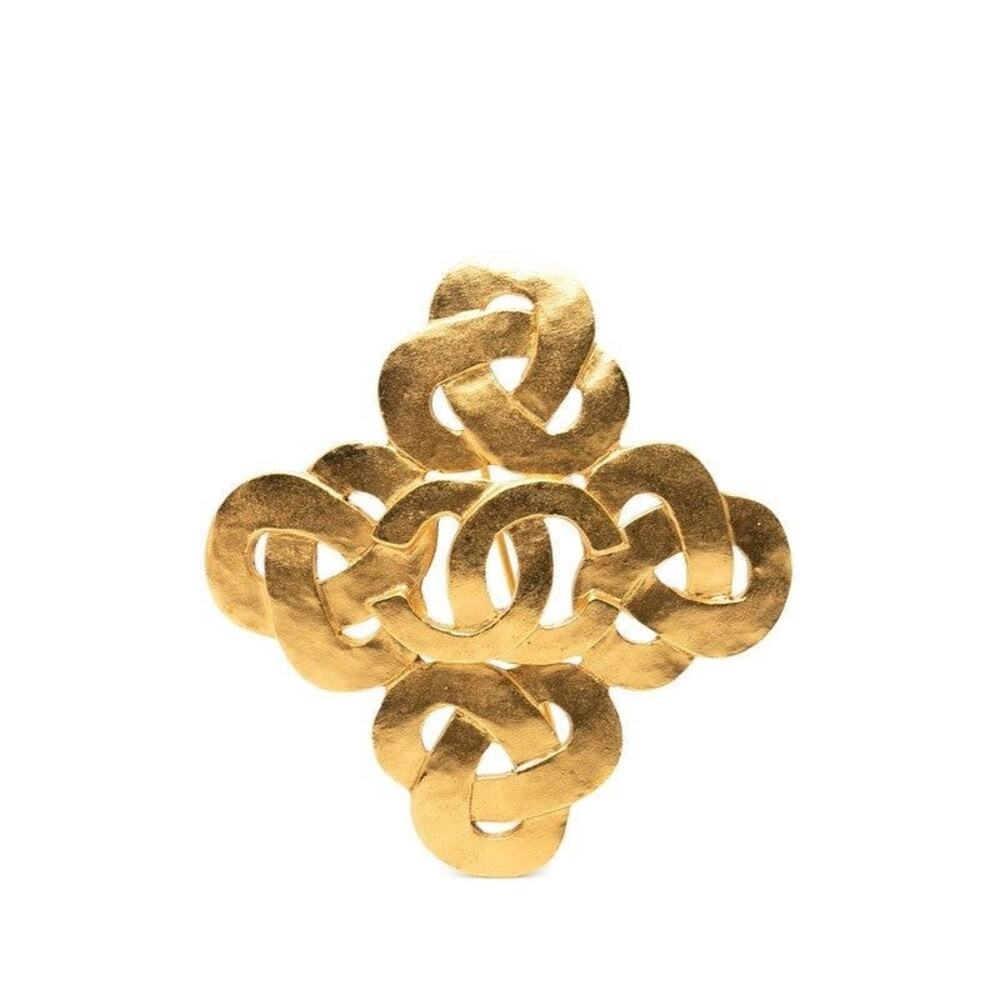 Chanel CC Logo Brooch Gold Plated
